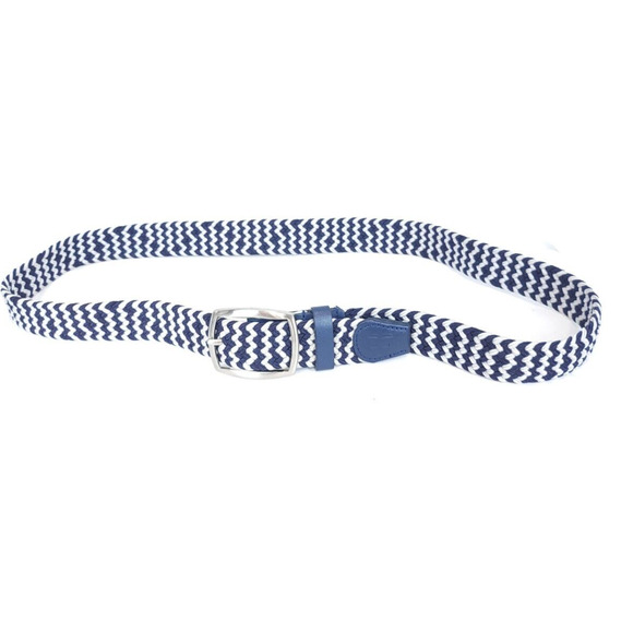 Five Four Belt Navy Blue White Woven Chevron Men Size L Causal Preppy Nautical - Picture 1 of 8
